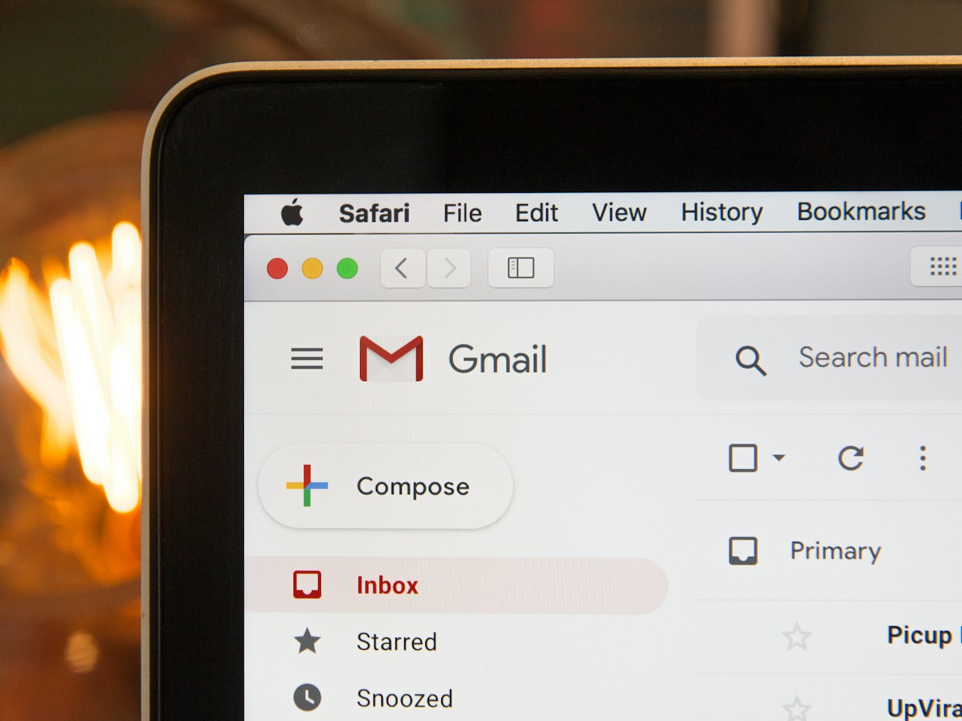 An email inbox open on a laptop