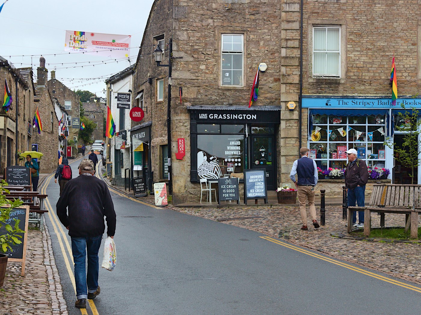 A market town high street with independent shops
