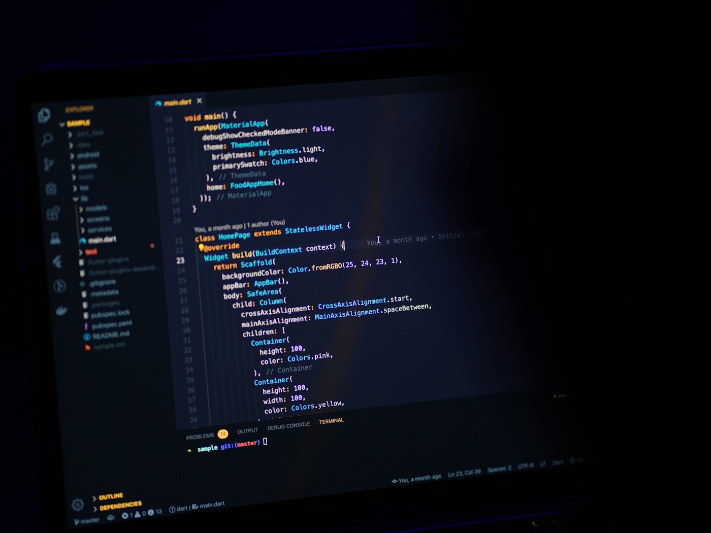 Code open in an editor on a dark screen