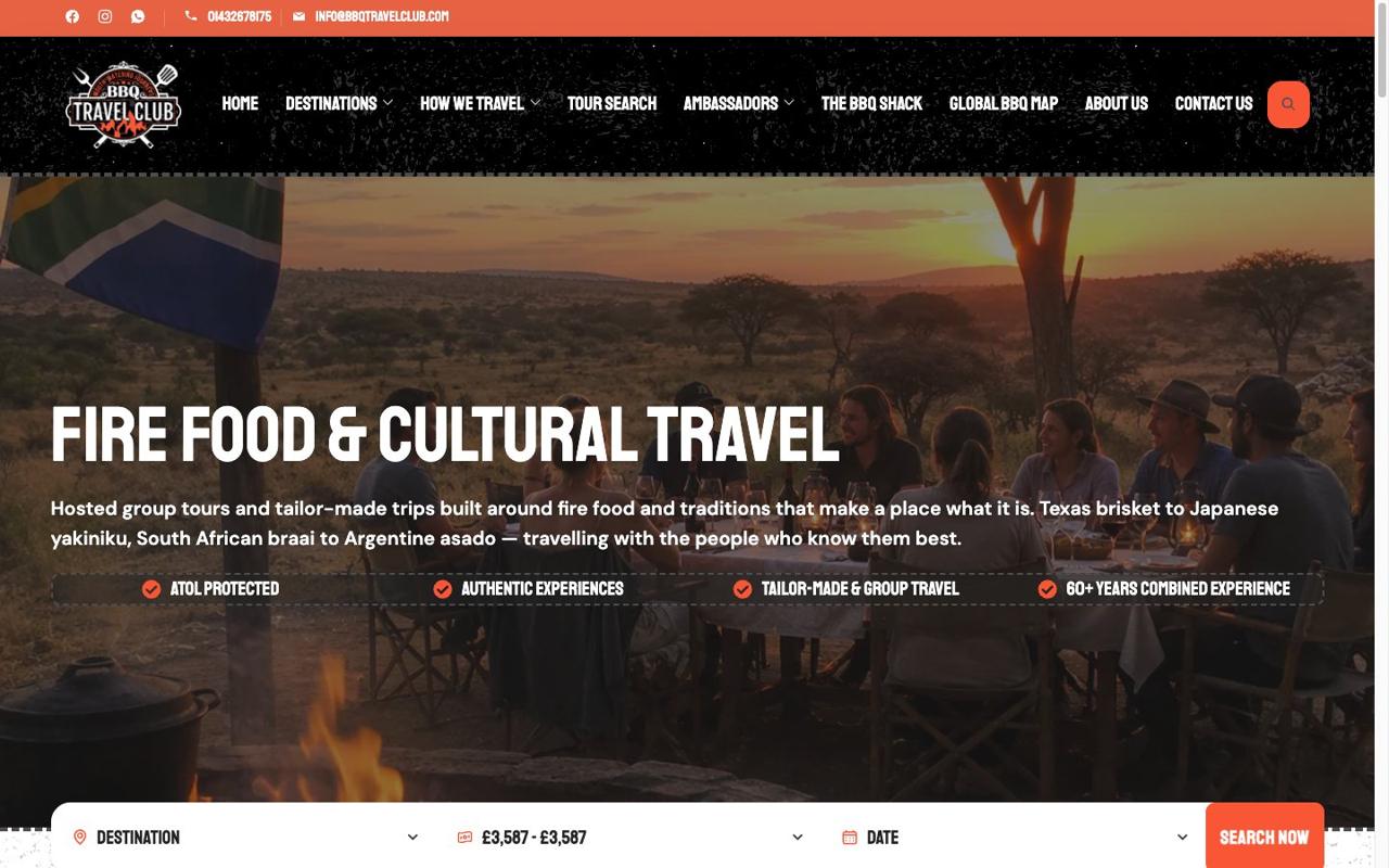 The BBQ Travel Club homepage